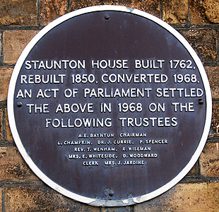 Plaque on Staunton House March 2012